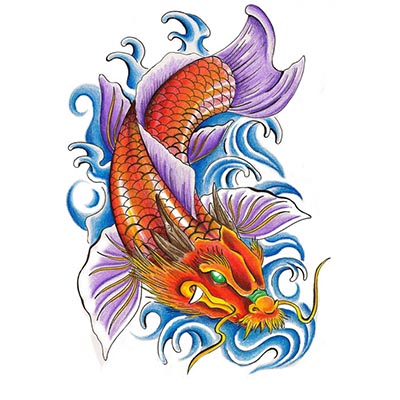 Dragon koi Design Water Transfer Temporary Tattoo(fake Tattoo) Stickers NO.11322